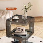 Acrylic Side Table, Clear Coffee Table with Storage, Multifunctional End Table, Acrylic Nightstand, Home Accent Table for Living Room Bedroom(Red)