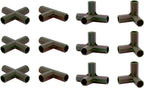 12PCS Fitting 16MM 4 Types Stable Support Heavy Duty Greenhouse Frame Building Connector Black Suitable for Grape Trellis Sunscreen Shed Gardening