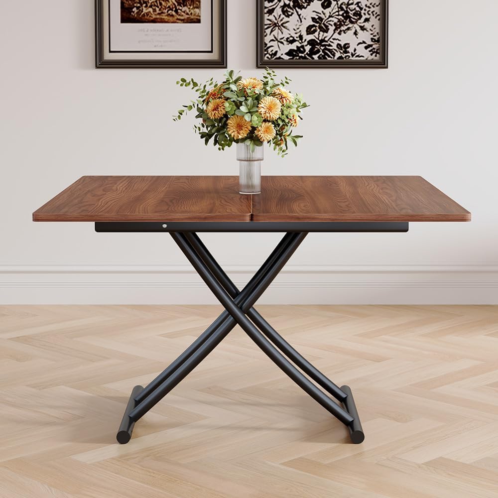 Adjustable Height Coffee Table to Dining Table, Lift Top Foldable Dining Table with Expandable Top & Wheels, Convertible Coffee Table for Small Spaces & Apartments