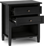 SIMPLIHOME Warm Shaker Solid Wood 24 inch Wide Transitional-Style Bedside Nightstand Tables in Black for the Living Room and Bedroom (Set of 2)