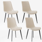 Modern Dining Chairs Set of 4, PU Leather Dining Room Chairs, Upholstered Kitchen Chairs with Ergonomic Backrest & Sturdy Metal Legs, Perfect for Dining Room, Living Room, White