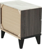 Two-Tone Finish Nightstand with 2 Drawers, Foil Grey,for Small Spaces