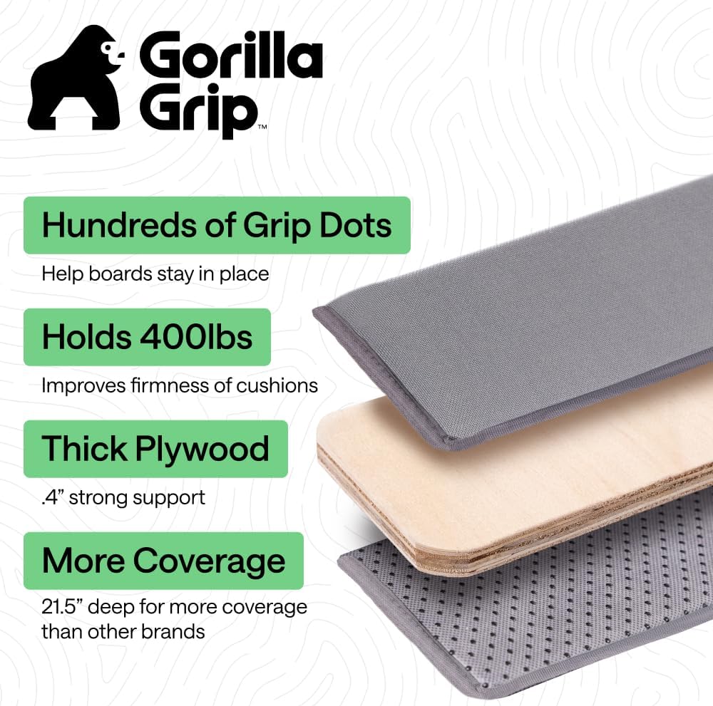 GORILLA GRIP Couch Cushion Support Board for Sagging Sofas, 21.5x70 Gray | Heavy Duty Slip Resistant Thick Boards Add Strong Seat Supports for Couch, Replacement Stuffing Firmer Couches Accessories