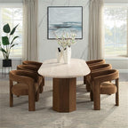 Acme Leonardo Dining Table in Travertine Top & Dark Oak