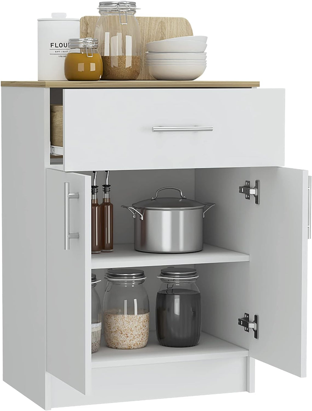 Pantry Cabinet,One Drawer,One Double Door Cabinet with Two Shelves,for Kitchen,Dining Room