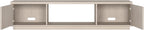 Henn&Hart 70" TV Stand for TVs up to 78", Beech White | Modern TV stand with ribbed cabinet doors and open center shelf for media or decor, perfect for living room or office