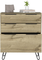 Hairpin Leg Storage, Three Drawer, Premium Panel - Light Oak,for Small Spaces