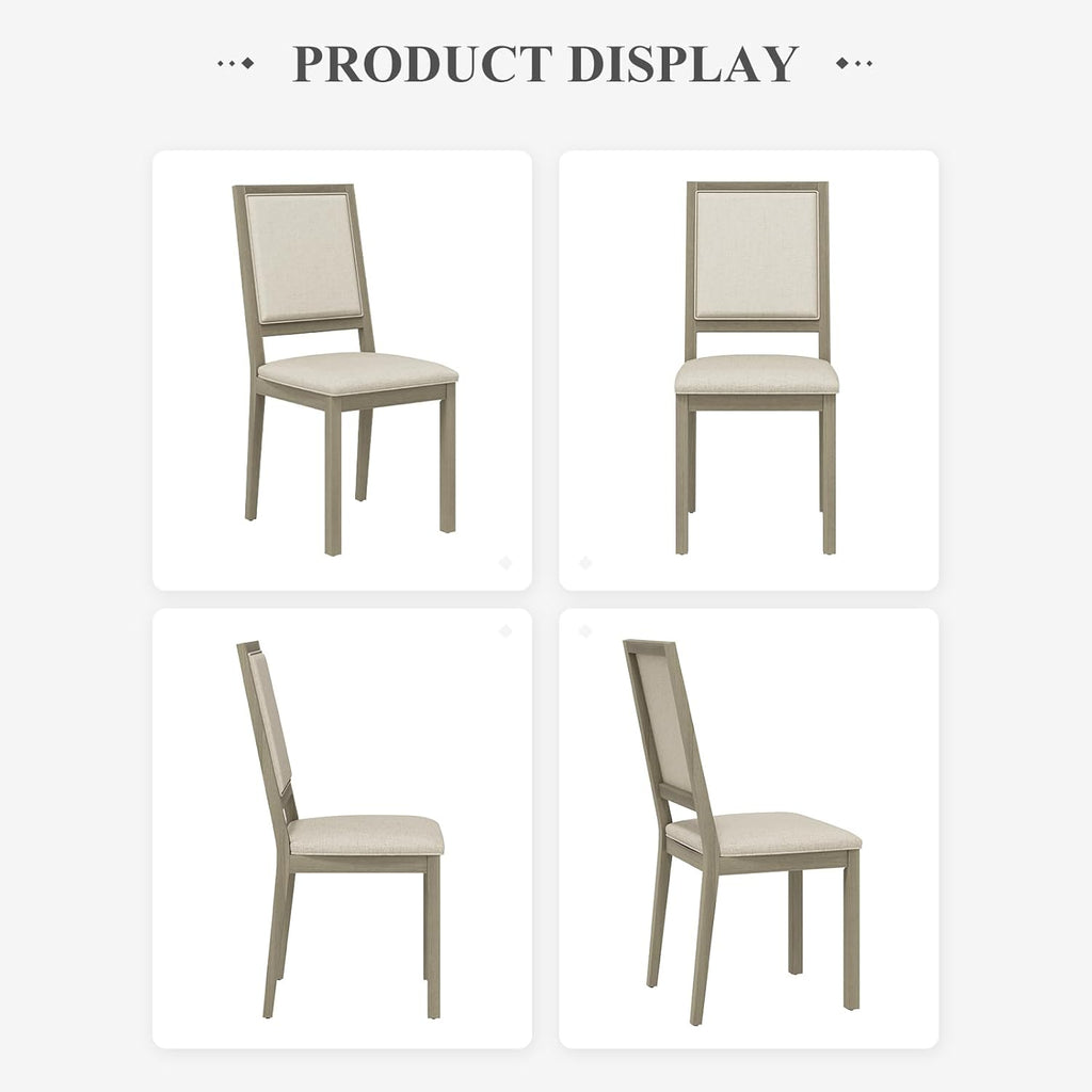 COLAMY Upholstered Wood Dining Chairs Set of 2, Kitchen Dining Chairs with Back, 19 Inch Fabric Farmhouse Dining Room Side Chairs with Wooden Legs for Kitchen Dining Living Room Courtyard, Grey