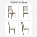 COLAMY Upholstered Wood Dining Chairs Set of 2, Kitchen Dining Chairs with Back, 19 Inch Fabric Farmhouse Dining Room Side Chairs with Wooden Legs for Kitchen Dining Living Room Courtyard, Grey