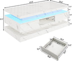 47.2 Inch Modern High Glossy LED Coffee Table with 2 Sliding Drawers, Double-Layer Center Tables with LED Lights for Livings Room Furniture, White