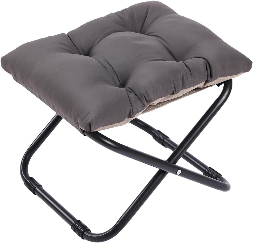LITA Folding Upholstered Footrest with Straight & Square Shape,Small Ottoman， Dark Grey