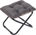 LITA Folding Upholstered Footrest with Straight & Square Shape,Small Ottoman， Dark Grey