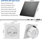 SUNYIMA Solar Powered Exhaust Fan, 15W Weatherproof Solar Panel with 8 Inch Solar Exhaust Fan for Shed Ventilation, Small Chicken Coops, Greenhouses, Pet Houses, Window Exhaust, Garage