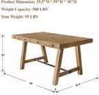 7-Piece Farmhouse Wooden Dining Room Table Set for 6, 59" Reclaimed Wood Dining Table with Upholstered Chairs, Solid Wood Kitchen Table & Chair Set for Dining/Kitchen Room, Brown
