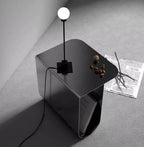 Modern Stainless Steel Side Table, Minimalist Storage Coffee Table,Accent Table，Curved Design, for Living Room, Office (Silver)
