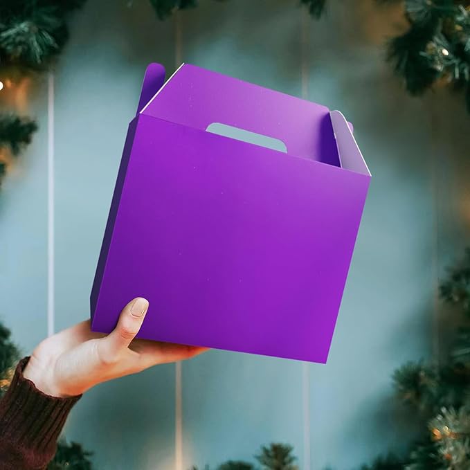 XAGLVV 24Pack Purple Boxes,Party Favor Boxes Packs 7 x3.5x 6.6 Inches, Purple Gift Boxes With Handles, Favor B oxes for Party, Baby Shower, Birthday,Weddings and more.