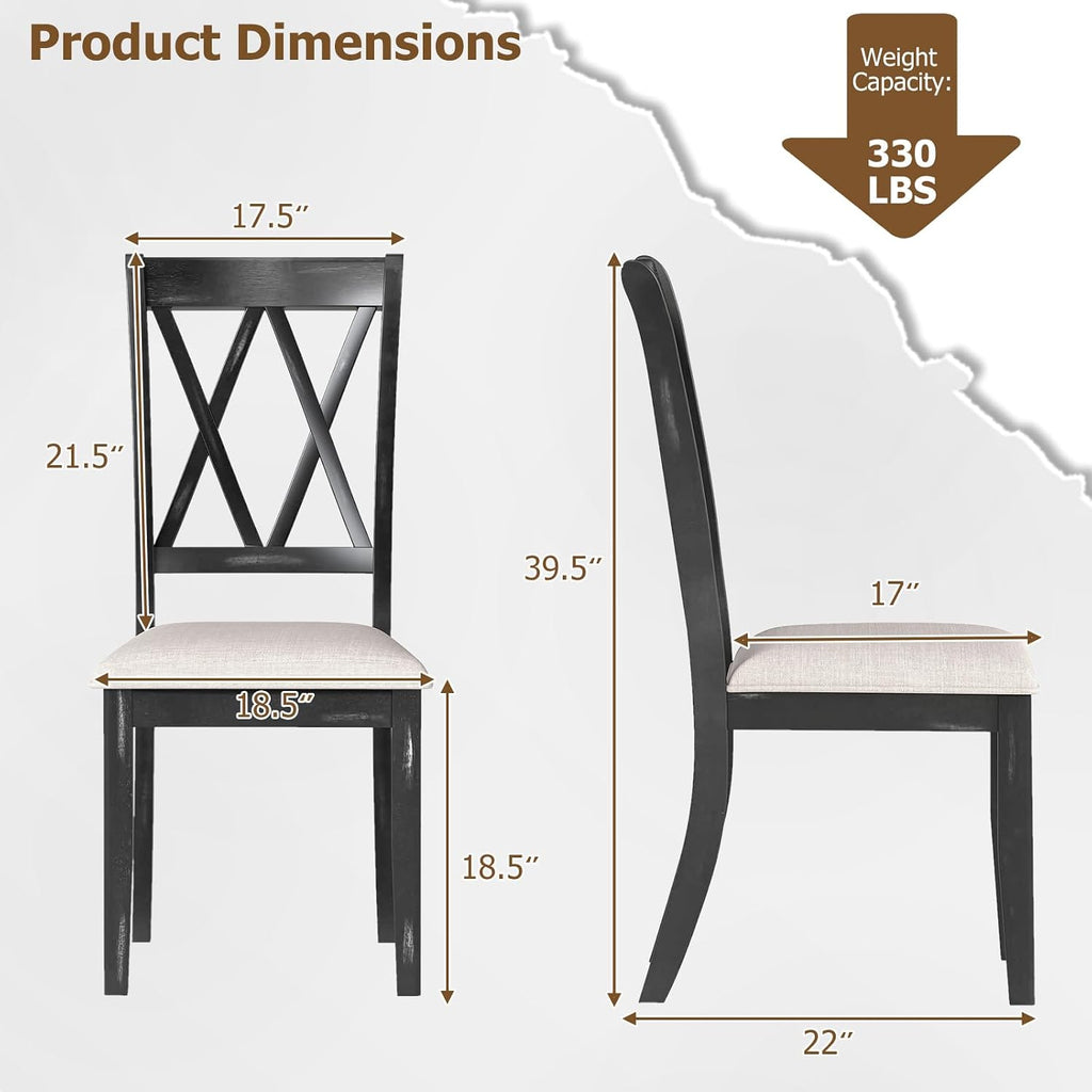 GOFLAME Wooden Dining Chairs Set of 4, Farmhouse Kitchen Chairs with X-Shaped High Backrest and Padded Seat, Armless Side Chairs with Rubber Wood Legs for Dining Room, Living Room, Restaurant