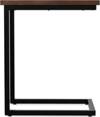 SIMPLIHOME Skyler C-Side Table - 16 inch Wide Solid Mango Wood and Metal Slide-Under Table in Walnut Brown, Industrial Accent Table or End Table for Living Room with Open Frame Design, Assembled
