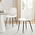 Furniturebox Dining Chair Set of 2 - Corona Black Leg White Faux Leather Dining Chair