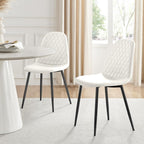 Furniturebox Dining Chair Set of 2 - Corona Black Leg White Faux Leather Dining Chair