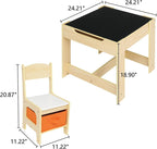 Bonnlo Kids Table and Chairs, Toddler Activity Table and Storage Drawer with a Detachable Tabletop for Kids Room, Nursery, Playroom, Natural