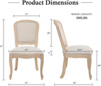 Kmax French Dining Chairs Set of 4, Farbric Upholstered Dining Chairs with Elegant Curved Legs High Back Armless Kitchen Chairs Side Chairs for Dining Room Restaurant - Linen, Beige/Brushed Legs