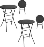 Nice C Plastic High Top Cocktail Table, 31.5" Foldable Bar Table (2P Black) | Portable Round Table, Counter Height Table, Bistro Table, Waterproof, Indoor, Outdoor, Parties, Weddings, Camping, Backyard