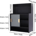 Countertop Kitchen Pantry - 3 Tier Bamboo Sideboard with Sliding Glass Doors, Dining Cupboard Storage Cabinet for Spices and Seasoning Bottles