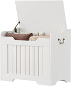 Garvee Storage Chest, 24.8" Wooden Storage Bench with Safety Hinge, Flip Top Blanket Chest Trunks, Supports 350 Lb, for Entryway, Living Room, Bedroom, White