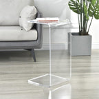 Acrylic Coffee Table, Side Table, Small Tea Table, Sofa Side Table, Small Bedside Table, Modern, Modern C-Shaped Acrylic Side Table(Brown,30 * 30 * 55cm)