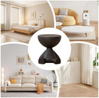 Stylish Circle Side Table Round Coffee Table Nightstand Modern Decor Furniture Stool Ottoman for Living Room Office Multi Scenario Use(Black)