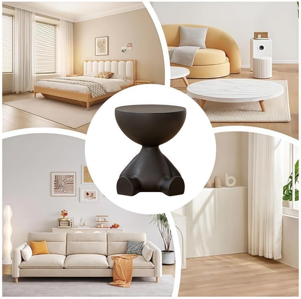 Stylish Circle Side Table Round Coffee Table Nightstand Modern Decor Furniture Stool Ottoman for Living Room Office Multi Scenario Use(Black)