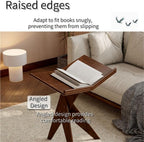 Solid Wood Floor Book Stand for Reading, Irregular Side Table Used for Reading, Vertical Book Holder for Livingroom, Bedroom, Sleek Book Display Stand(Natural)