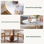 POVISON Round Dining Table, 35" Modern Sintered Stone Kitchen Table for 2 with Stable Carbon Steel Base, Pandora Small Circle Dining Room Tables for Kitchen, Living Room, Bistro(Table Only)