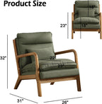 INZOY Mid Century Modern Accent Chair with Wood Frame, Upholstered Reading Armchair with Waist Cushion, Double Padded Accent Chair, Side Chair for Living Room Bedroom Office, Easy Assembly, Green