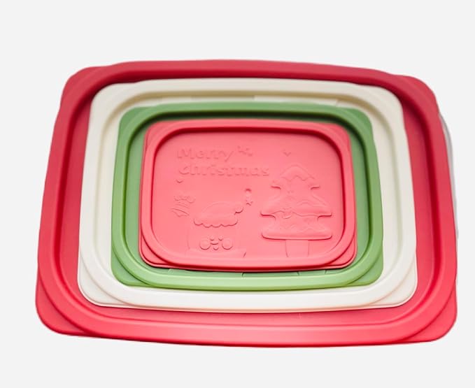 Plastic Food Storage Container Set, 4 Containers with Lids, Assorted Colors (RECTANGULAR JOLLY)