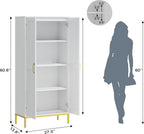 Kitchen Pantry Cabinet,Kitchen Pantry with 2 Adjustable Shelves,4 Shelf Cabinet,Freestanding Floor Cabinet,Unit for Garage Storage,Pantry,Laundry Room,Organization and Storage,White