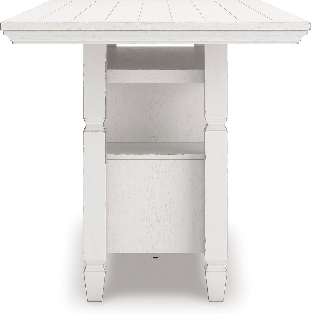 Signature Design By Ashley Robbinsdale 72-Inch Counter Height Dining Table with Kitchen Island Storage, Rubberwood Solids, Ash Veneer and MDF Substrates, Antique White