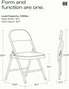 Folding Chair 4 Pack, Comfy PU Leather Padded Folding Chairs for Outside and Indoor, Heavy Duty Portable Foldable Metal Commercial Seat for Home Office, Dorm, Party, Backyard, Lawn, Patio