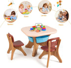 GLACER Toddler Table and Chair Set - 3 Pieces Children Activity Table w/4 Storage Bins, Kids Play Table, Kids Table and Chairs for Reading, Drawing, Playroom, Snack Time