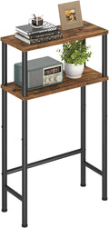 Asgolion Narrow Console Table, 15.7" Small Entryway Table, 2-Tier | Sofa Table with Storage, Skinny Console Tables for Entryway, Hallway, Bedroom, Living Room, Foyer, Rustic Brown