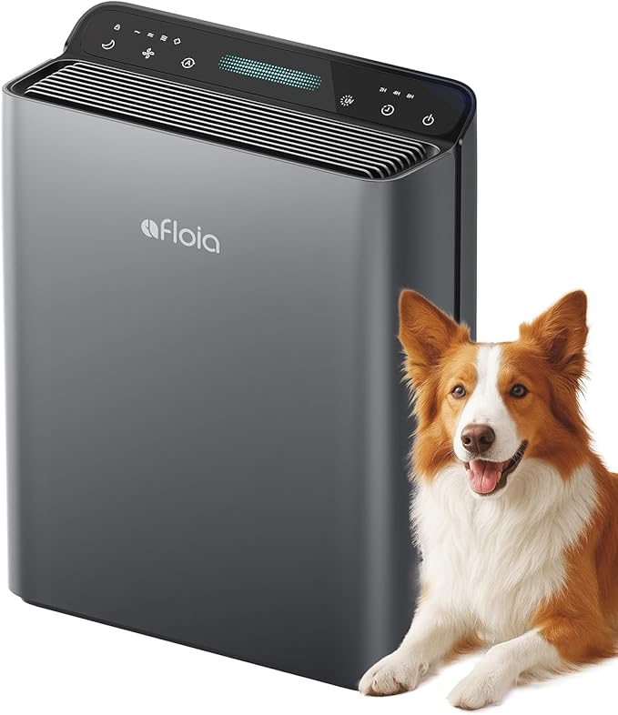 Afloia Air Purifier for Home Large Room Bedroom Up to 2000Ft² with PM2.5 Air Quality Monitor Smart Auto Mode, Washable Pre Filter Cleaner for Pet, Grey