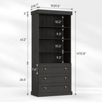 Vyre 71" Tall Farmhouse Kitchen Pantry, Set of 2 Large Storage Cabinets with 3 Drawers, Adjustable Shelves, Wood Versatile Hutch Cabinet for Living Room, Dining Room, Black