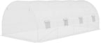 Outsunny 19.7' x 9.8' x 6.6' Plastic Greenhouse Cover Replacement, Heavy Duty Waterproof Tarp for Hoop House, Sheeting with 12 Windows, Door & Reinforcement Grid, White