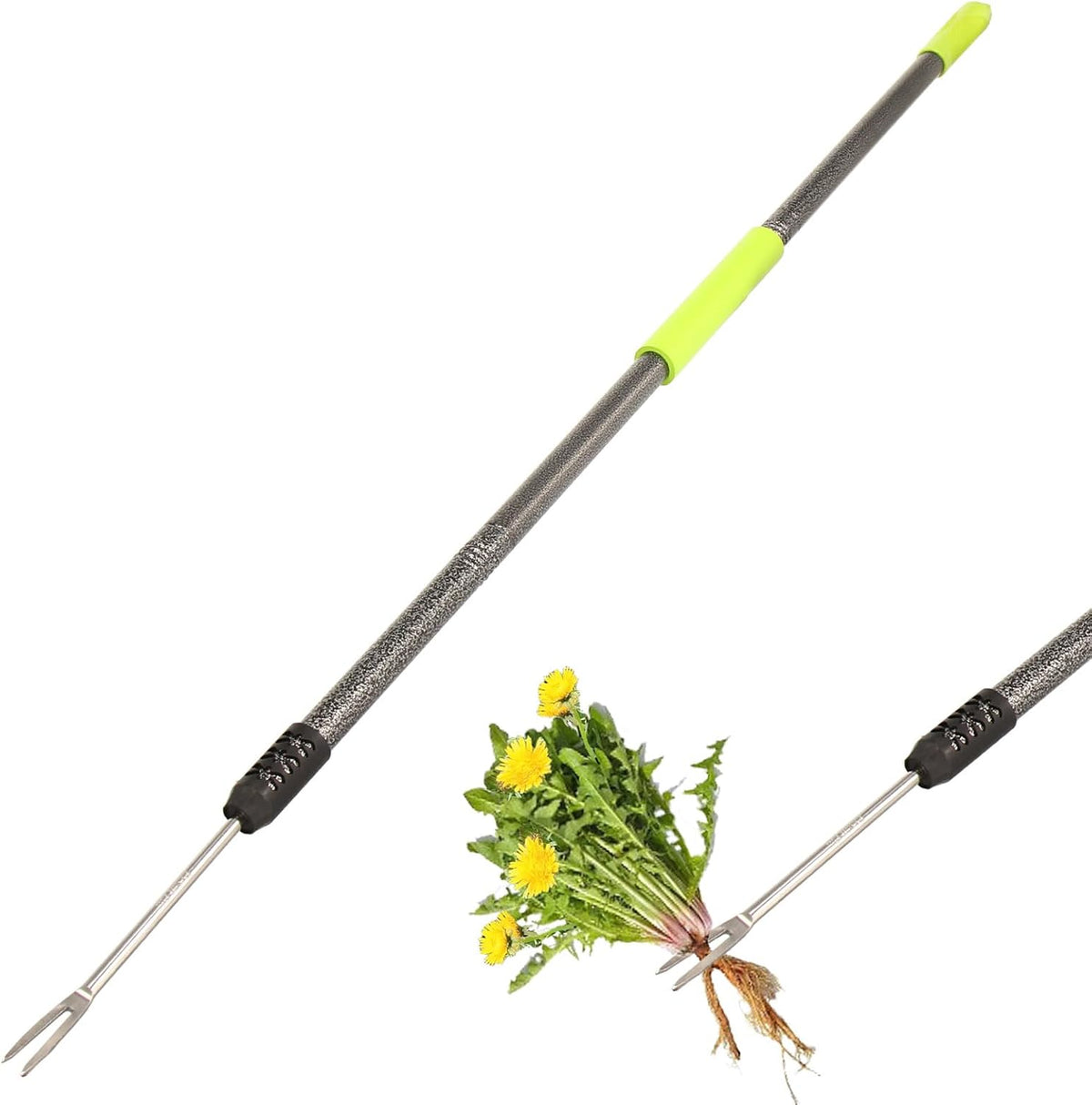 Weed Puller Tool, 48" Long Handle Weeder Puller Tool with Soft Foam Grip, Upgrade V-Shaped Forks Weed Remover Tool for Easy Weed Removal & Deeper Root Digging Gardening Hand Tools