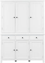 Farmhouse 74.8''H High Freestanding Kitchen Pantry,Large Cupboard Storage with Door Shelves,Adjustable Shelves, Pull-Out Trays and Drawers (White-A)