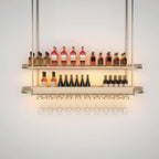 Modern Gold Hanging Wine Glass Holder，Ceiling Bar Wine Glass Shelf，Ceiling Mounted Bottle Rack，for Home，cafes ，Bar