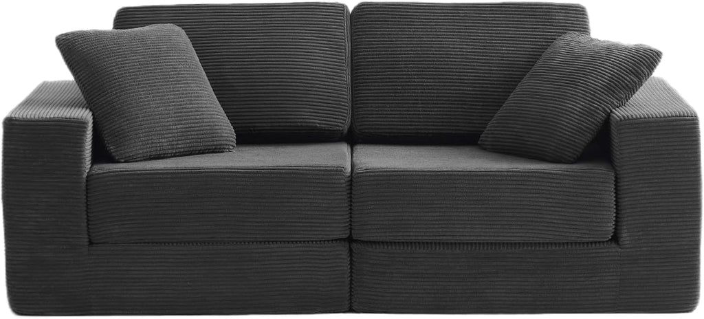 FILUXE Modular Sectional Sofa, Modern Modular Sofa Couch with Deep Seat，Comfy Cloud Couch, Sectional Couches for Living Room, Bedroom and Apartment，2-Seater，Dark Grey