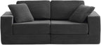 FILUXE Modular Sectional Sofa, Modern Modular Sofa Couch with Deep Seat，Comfy Cloud Couch, Sectional Couches for Living Room, Bedroom and Apartment，2-Seater，Dark Grey