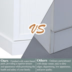 Gyfimoie Sideboard Buffet Cabinet with 2 Drawers, Farmhouse Kitchen Pantry with Adjustable Shelves, Coffee Bar Cupboard Cabinet with 3 Doors for Kitchen, Dining Room (White)